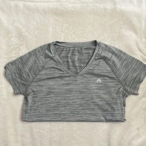 White and grey streak dry fit shirt